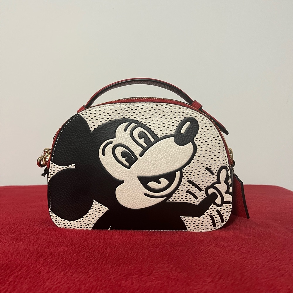NWT COACH C7234 Disney Mickey Mouse X Keith Haring Serena satchel Chalk multi